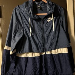 Womens NIKE Windbreaker Full Zip Running Jacket Blue & White Size Medium M